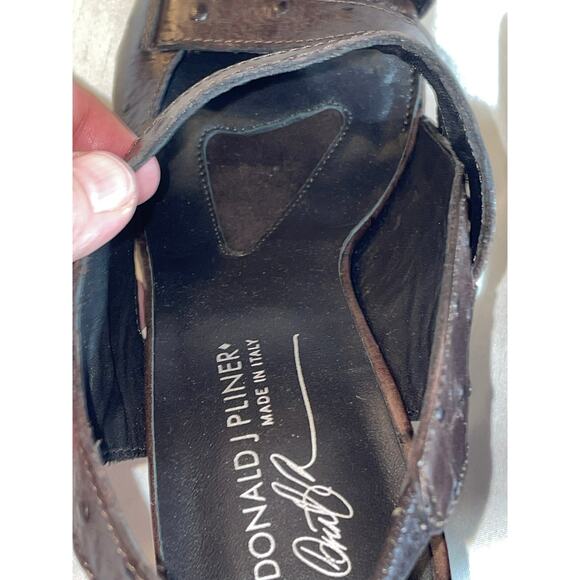 Donald‎ Pliner Espresso Ostrich Heels - Size 9 1/2 M - New Without Box - Picture 12 of 14